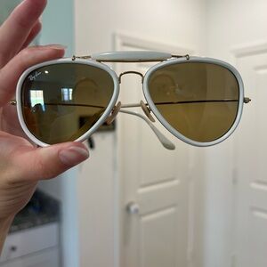 Ray-Ban White and Gold Aviator Sunglasses
